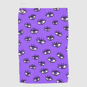 Serviette De Golf Halloween violet éffrayante des yeux mal