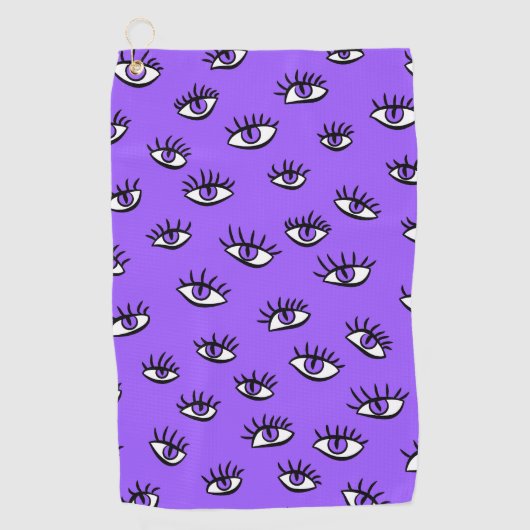 Serviette De Golf Halloween violet éffrayante des yeux mal (Devant)