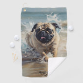 Serviette De Golf Happy Carlin at the Beach personnalisable (En situation)