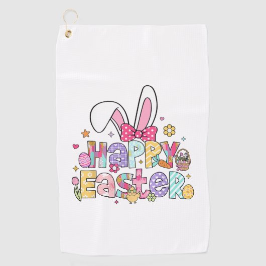 Serviette De Golf Happy Easter 2026 Cute Bunny Rabbit Easter Day Wom (Devant)
