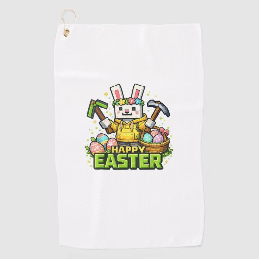 Serviette De Golf Happy Easter Day Bunny Egg Gamer Video Game Kids M (Devant)