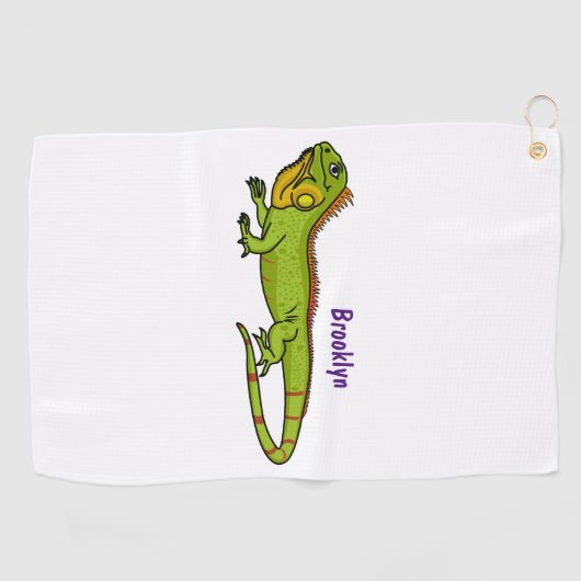 Serviette De Golf Happy green iguana cartoon (Horizontal)
