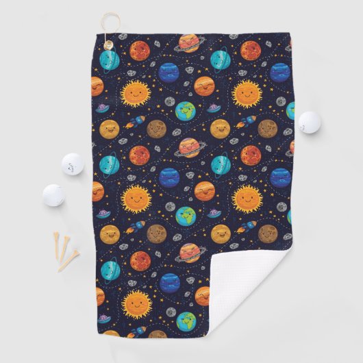Serviette De Golf Happy Planets Golf Towel (En situation)