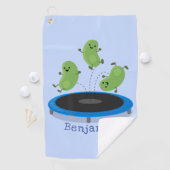 Serviette De Golf Haricots verts mignons sur dessin animé trampoline (En situation)