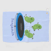 Serviette De Golf Haricots verts mignons sur dessin animé trampoline (Horizontal)