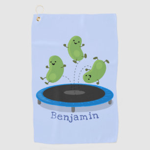 Serviette De Golf Haricots verts mignons sur dessin animé trampoline