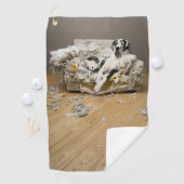 Serviette De Golf Harlequin Great Dane sur Canapé Trait de Golf (En situation)
