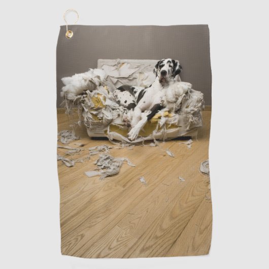 Serviette De Golf Harlequin Great Dane sur Canapé Trait de Golf (Devant)