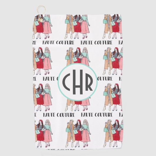 Serviette De Golf Haute Couture | Mode | Paris | Monogramme (Devant)