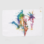 Serviette De Golf Hawaii design avec des plaques colorées (Horizontal)