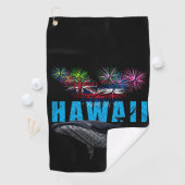 SERVIETTE DE GOLF HAWAII NYE TRIBAL POLYNÉSIEN HUMPBACK FEU (En situation)