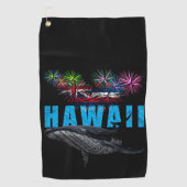 SERVIETTE DE GOLF HAWAII NYE TRIBAL POLYNÉSIEN HUMPBACK FEU (Devant)