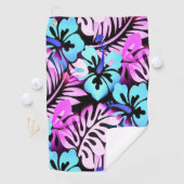 Serviette De Golf Hawaiian Flown Motif Tropical Rose Aqua Blue (En situation)