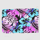 Serviette De Golf Hawaiian Flown Motif Tropical Rose Aqua Blue (Horizontal)