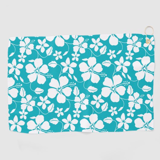 SERVIETTE DE GOLF HAWAIIAN HULA (HIBISCUS) TURQUOISE (Horizontal)