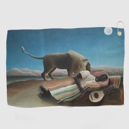 Serviette De Golf Henri Rousseau Dormir Gitan Lion Peinture (Horizontal)