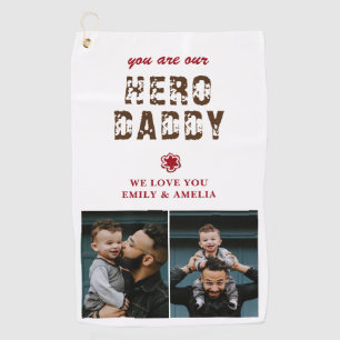 Serviette De Golf Hero Daddy Father's Day 2 Photo Collage