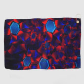 Serviette De Golf hexagone bleu mélangé avec des courbes rouges qui (Horizontal)