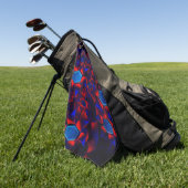 Serviette De Golf hexagone bleu mélangé avec des courbes rouges qui (Vert)