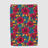 Serviette De Golf hibiscus rouge sur orange (Devant)