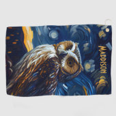 Serviette De Golf Hibou Nuit Étoilée (Horizontal)