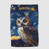 Serviette De Golf Hibou Nuit Étoilée (Devant)