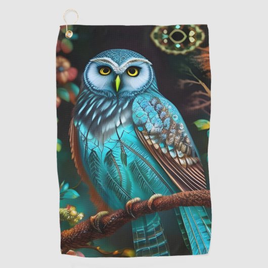 Serviette De Golf Hibou turquoise (Devant)