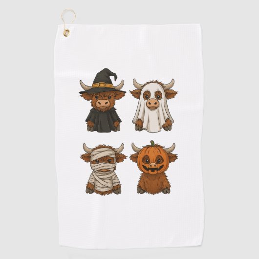 Serviette De Golf Highland Cow Halloween Funny automne Éffrayant (Devant)