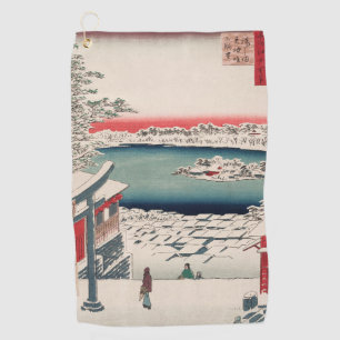 Serviette De Golf Hilltop Snow View Vintage Ukiyo-e Art japonais