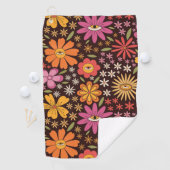 Serviette De Golf Hippie Psychédélique les années 70 Fleurs Super Mo (En situation)