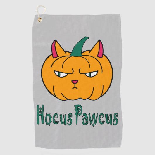 Serviette De Golf Hocus pawcus Halloween citrouille ginger cat magie (Devant)