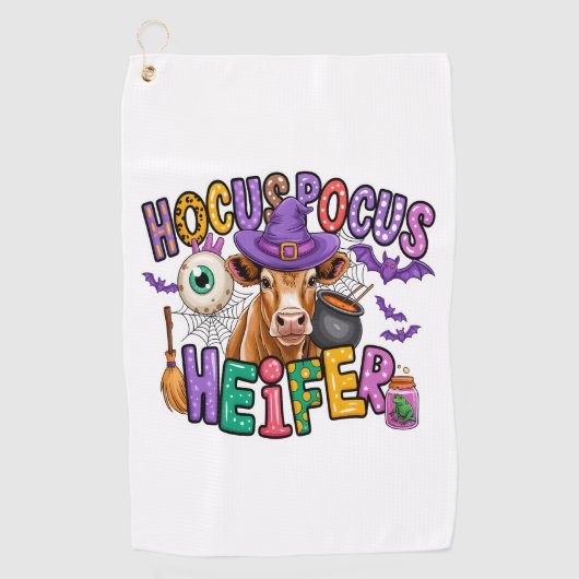 Serviette De Golf Hocus Pocus Heifer Vache d'Halloween (Devant)
