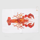 Serviette De Golf Homard polygonal rouge (Horizontal)