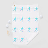 Serviette De Golf Homme Courir Silhouette Gradient & Heartbeat Blue (En situation)