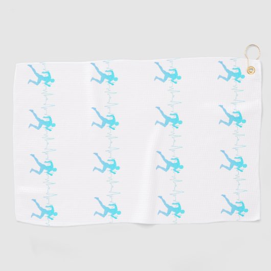 Serviette De Golf Homme Courir Silhouette Gradient & Heartbeat Blue (Horizontal)