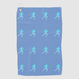 Serviette De Golf Homme Courir Silhouette Gradient & Heartbeat Blue