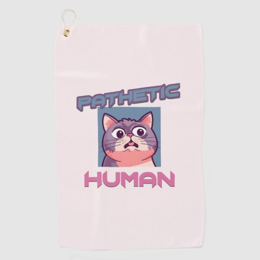 Serviette De Golf Homme pathétique - Drôle conception de chat (Devant)