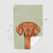 Serviette De Golf Hongrois Vizsla Caricature Pointeur Chien vert têt (En situation)