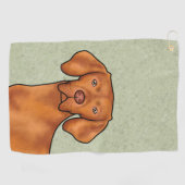 Serviette De Golf Hongrois Vizsla Caricature Pointeur Chien vert têt (Horizontal)