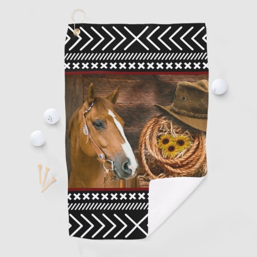 Serviette De Golf Horse cowboy Hat Lasso Western (En situation)