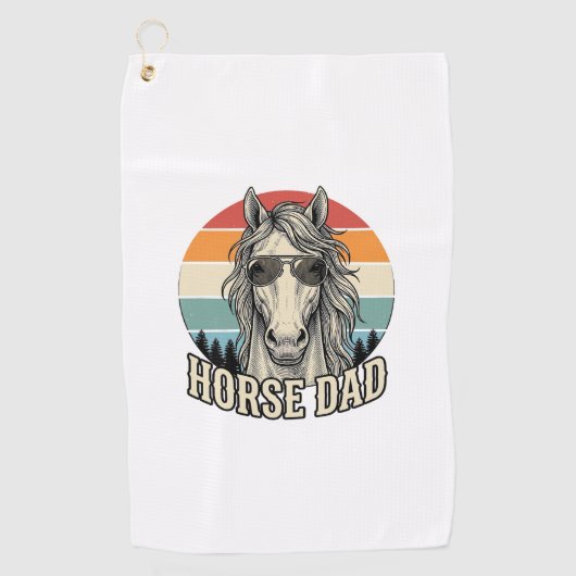 Serviette De Golf Horse Dad Vintage Sunset Engraving Vector Design_1 (Devant)