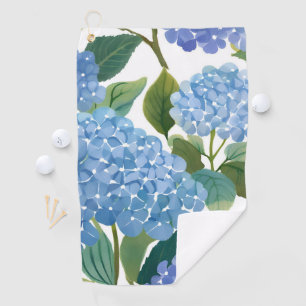 Serviette De Golf Hortensias bleus   Beau buisson floral