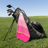 Serviette de golf Hot Rose & Gold Striped Ombre (Vert)