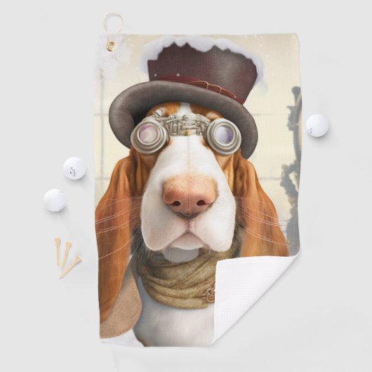 Serviette De Golf Hound Steampunk Basset (En situation)