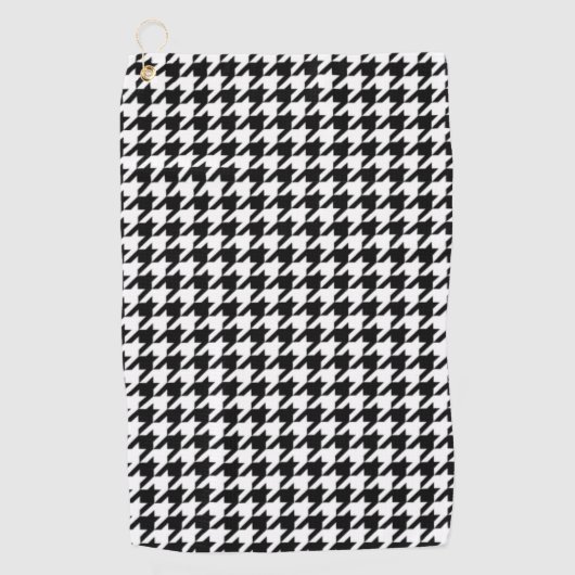 Serviette De Golf Houndstooth noir et blanc (Devant)