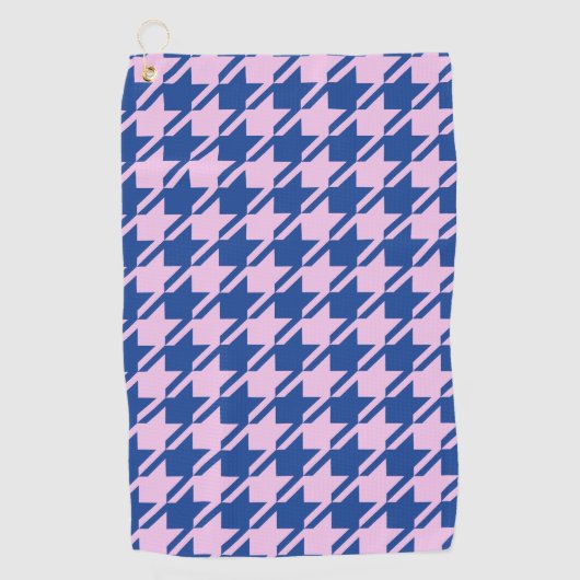 Serviette De Golf Houndstooth rose+Blue Big Motif (Devant)