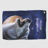 Serviette De Golf Howling Wolf Monogramme (Horizontal)