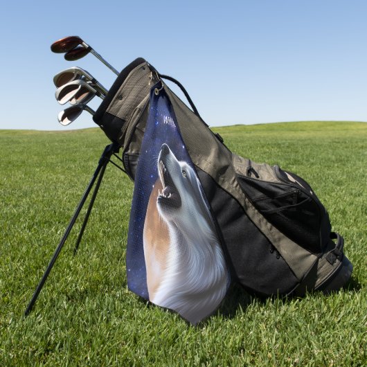 Serviette De Golf Howling Wolf Monogramme (Vert)