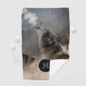 Serviette De Golf Howling Wolf Photo Monogramme Golf Serviette (En situation)