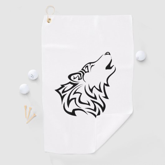 Serviette De Golf Howling Wolf Tribal (En situation)
